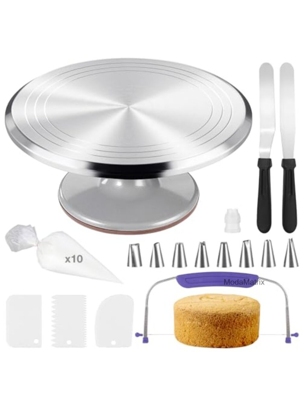 Cake Turntable Decorating Kit with Aluminum 12 Inch Rotating Stand Leveler